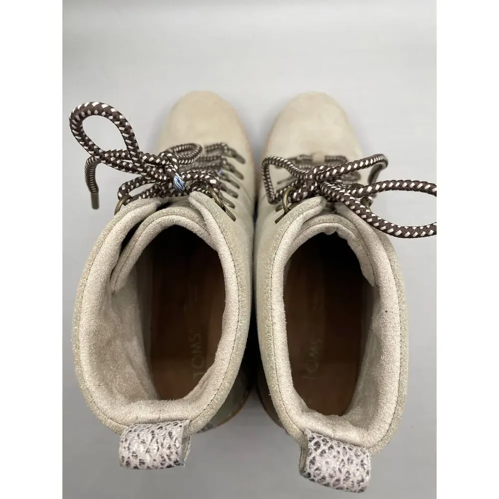 New Toms‎ Wedge Lace Up Tan Woman’s Platform Boots 8